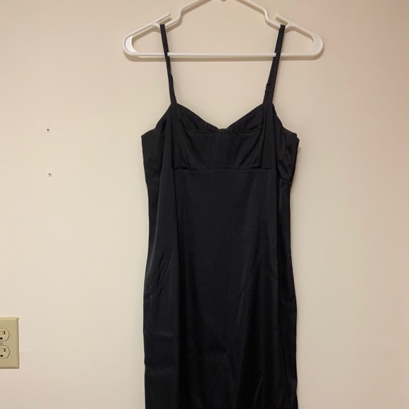 Express Black Silky Shiny Slip Sundress Dress 10 - Picture 2 of 12